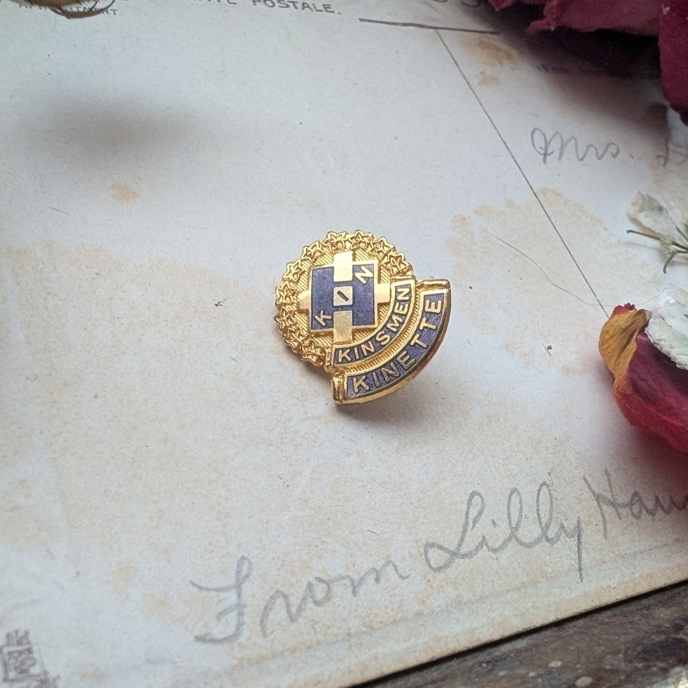 Gold and Blue Kinsmen Kinette Pin